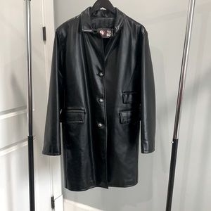 Mens Black faux leather coat
